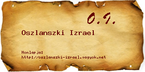 Oszlanszki Izrael névjegykártya